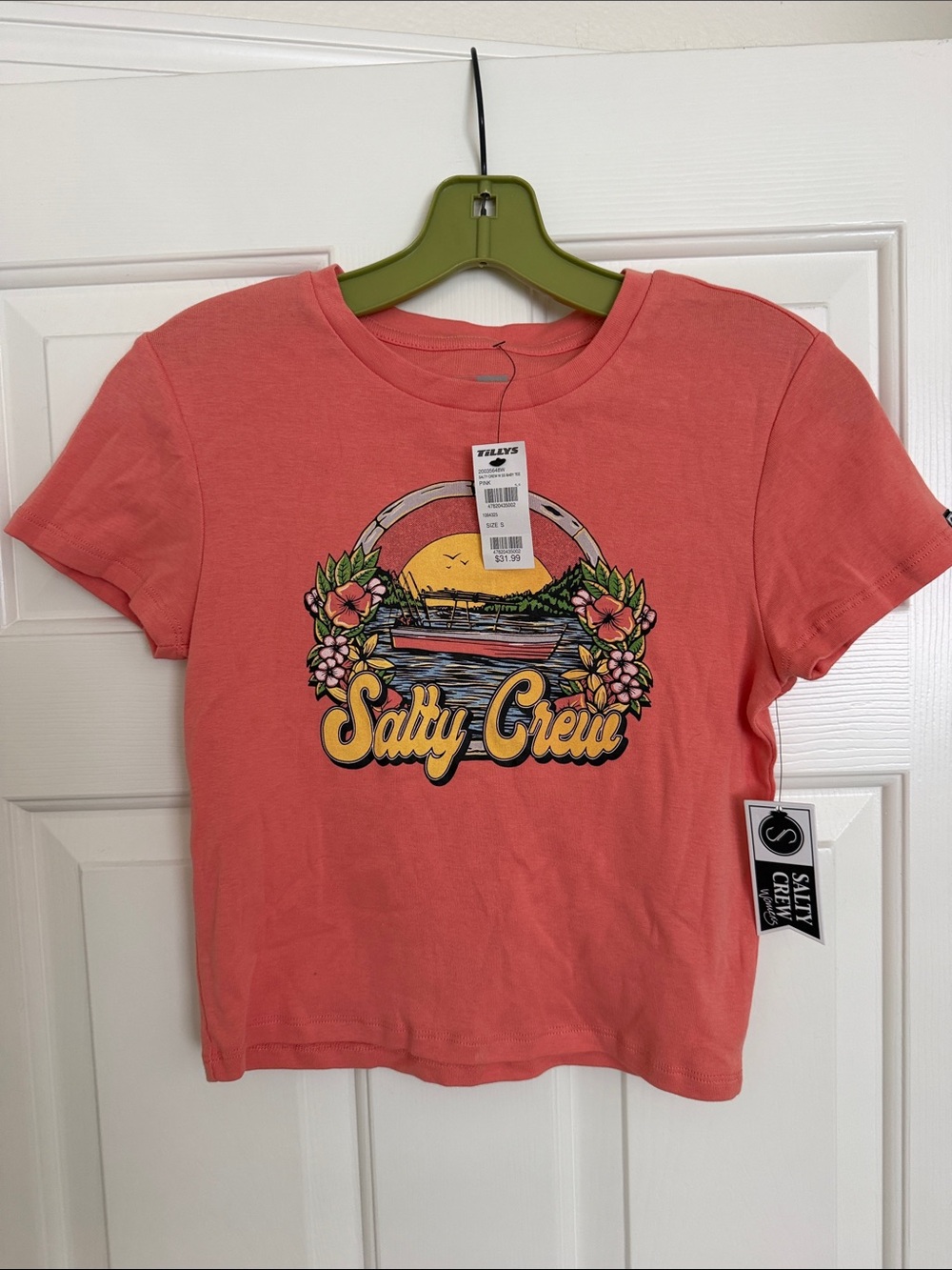 Salty Crew Coral Sunset Graphic Crop Tee